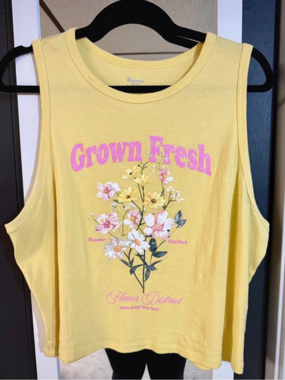 No Boundaries Yellow Floral Graphic Tank Top